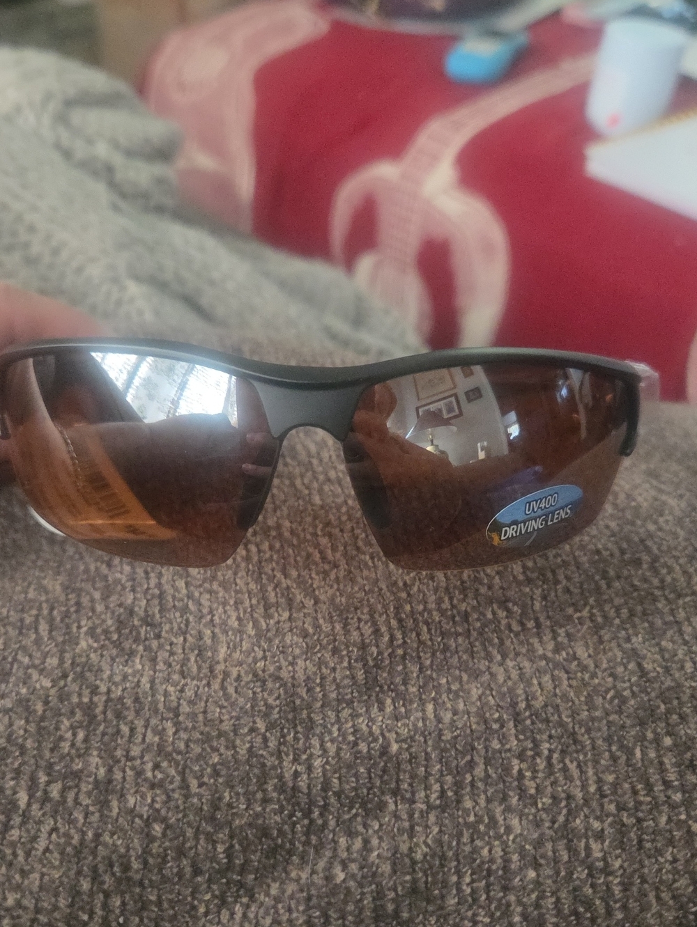 Men's Brown Lens Sport Sunglasses with Black Frame